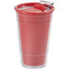 Mipsy Clear Double-Wall Tumbler in Recycled Plastic, 16 oz Full Color - Red - Left Angle