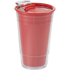 Mipsy Clear Double-Wall Tumbler in Recycled Plastic, 16 oz Full Color - Red - Right Angle
