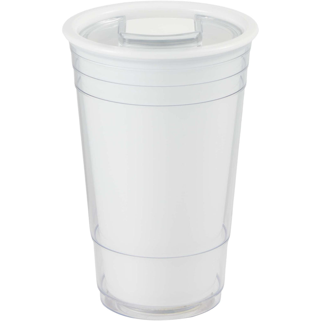 Mipsy Clear Double-Wall Tumbler in Recycled Plastic, 16 oz Full Color - White - Back
