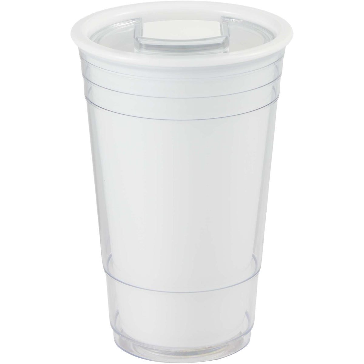 Mipsy Clear Double-Wall Tumbler in Recycled Plastic, 16 oz Full Color - White - Back