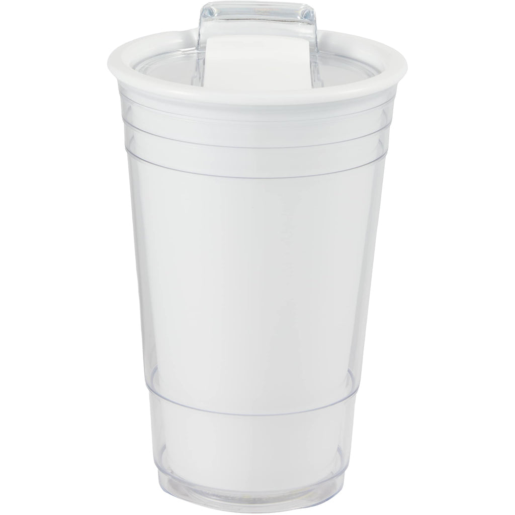 Mipsy Clear Double-Wall Tumbler in Recycled Plastic, 16 oz Full Color - White - Front 2