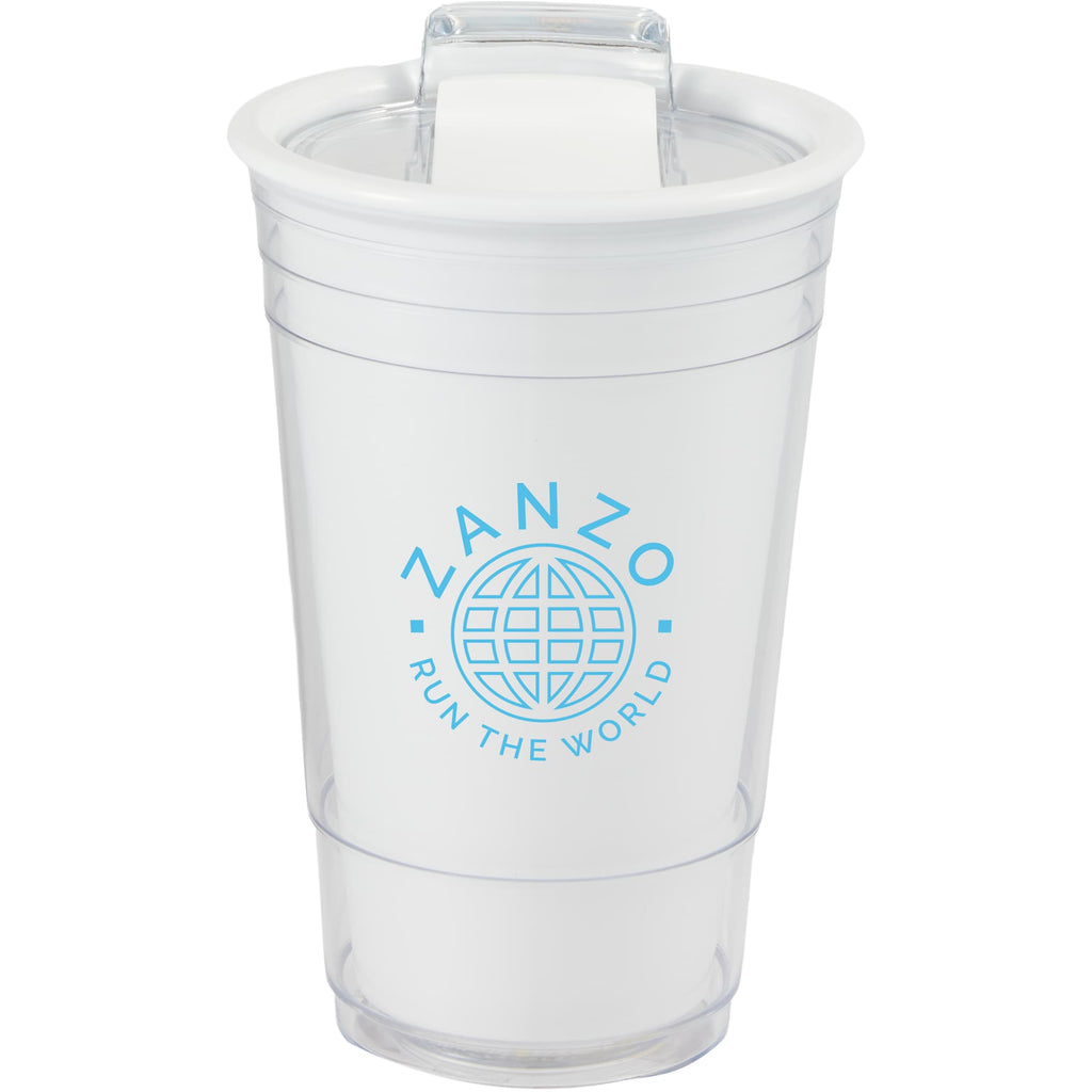 Mipsy Clear Double-Wall Tumbler in Recycled Plastic, 16 oz Full Color - White - Front