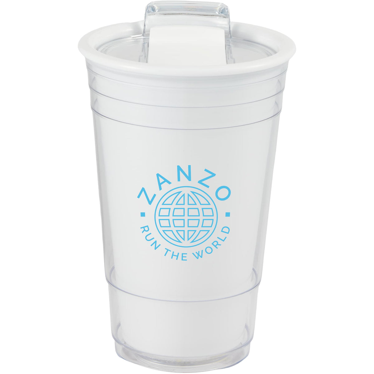 Mipsy Clear Double-Wall Tumbler in Recycled Plastic, 16 oz Full Color - White - Front