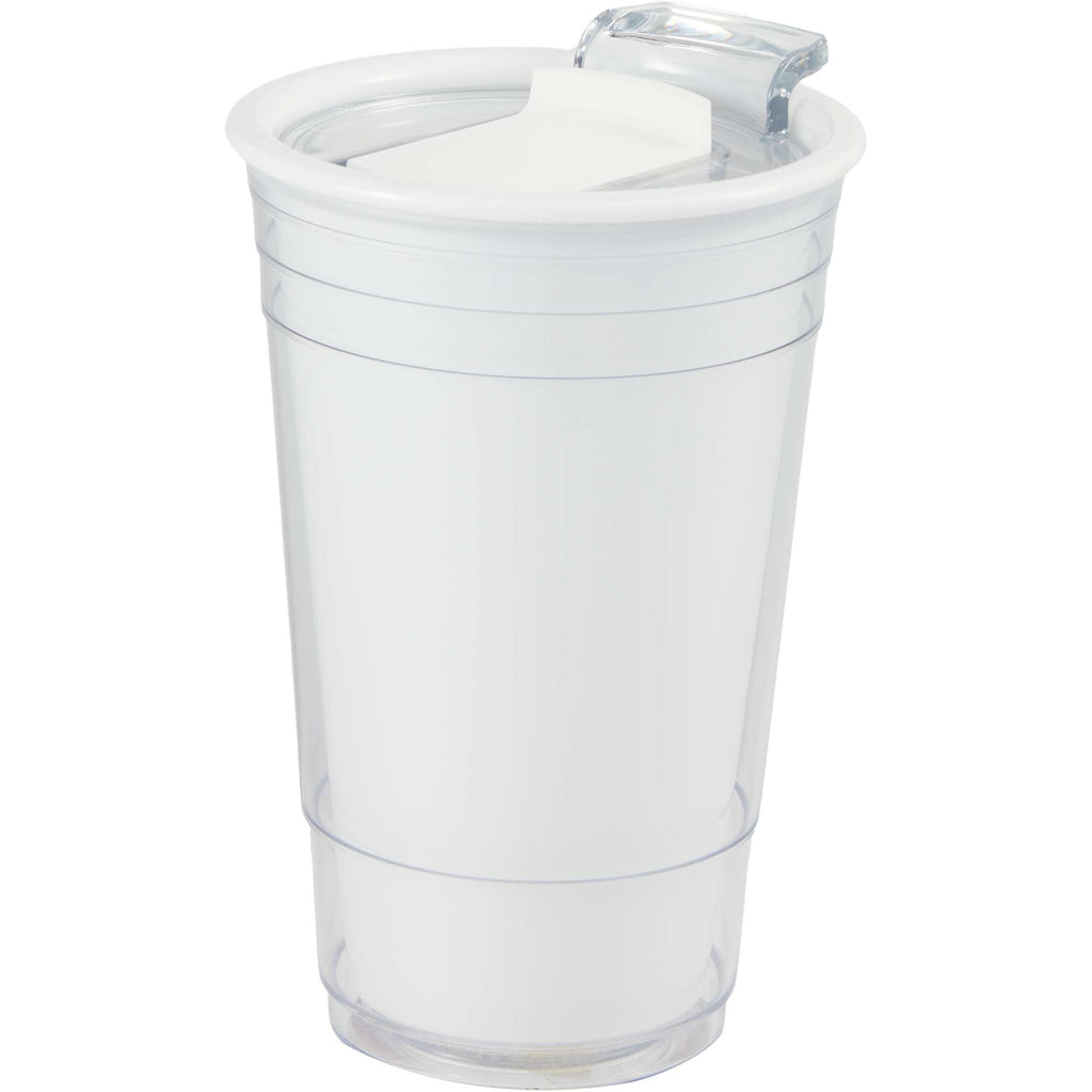 Mipsy Clear Double-Wall Tumbler in Recycled Plastic, 16 oz Full Color - White - Left Angle