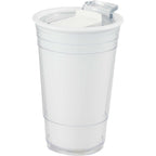 Mipsy Clear Double-Wall Tumbler in Recycled Plastic, 16 oz Full Color - White - Left Angle