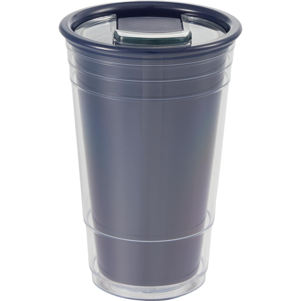 Mipsy Clear Double-Wall Tumbler in Recycled Plastic, 16 oz - Navy - Back