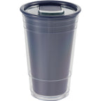 Mipsy Clear Double-Wall Tumbler in Recycled Plastic, 16 oz - Navy - Back