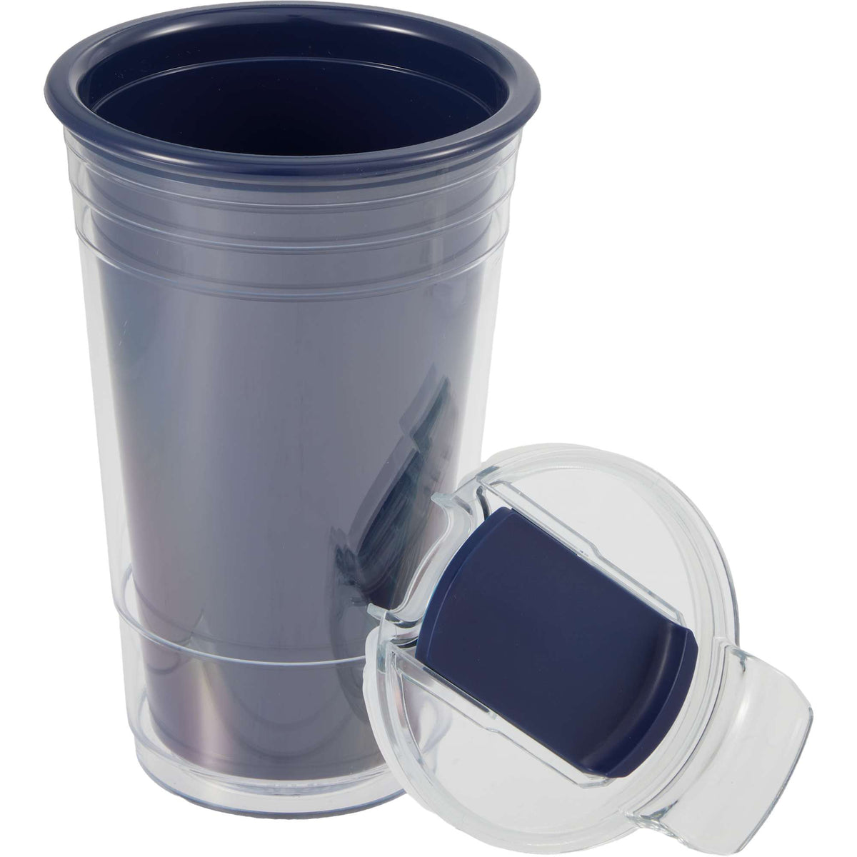 Mipsy Clear Double-Wall Tumbler in Recycled Plastic, 16 oz - Navy - Detail