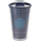 Mipsy Clear Double-Wall Tumbler in Recycled Plastic, 16 oz - Navy - Front