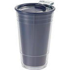 Mipsy Clear Double-Wall Tumbler in Recycled Plastic, 16 oz - Navy - Left Angle