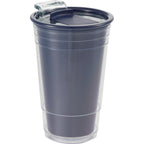 Mipsy Clear Double-Wall Tumbler in Recycled Plastic, 16 oz - Navy - Right Angle