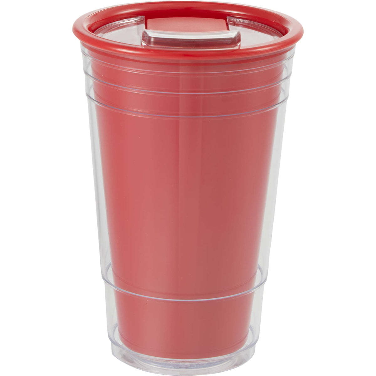 Mipsy Clear Double-Wall Tumbler in Recycled Plastic, 16 oz - Red - Back