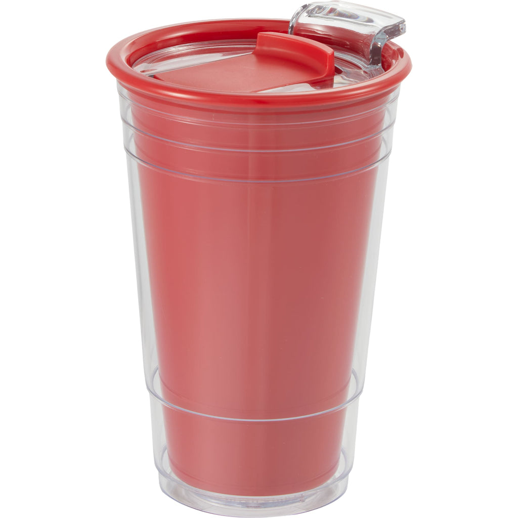 Mipsy Clear Double-Wall Tumbler in Recycled Plastic, 16 oz - Red - Left Angle