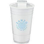 Mipsy Clear Double-Wall Tumbler in Recycled Plastic, 16 oz - White - Front