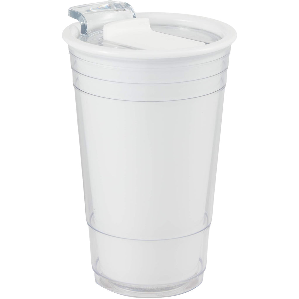 Mipsy Clear Double-Wall Tumbler in Recycled Plastic, 16 oz - White - Right Angle