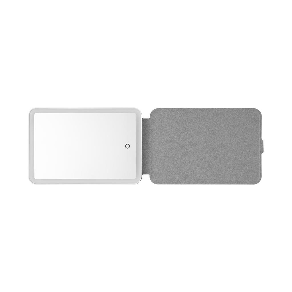 Mirror with an LED Light Full Color - White with Silver - Open