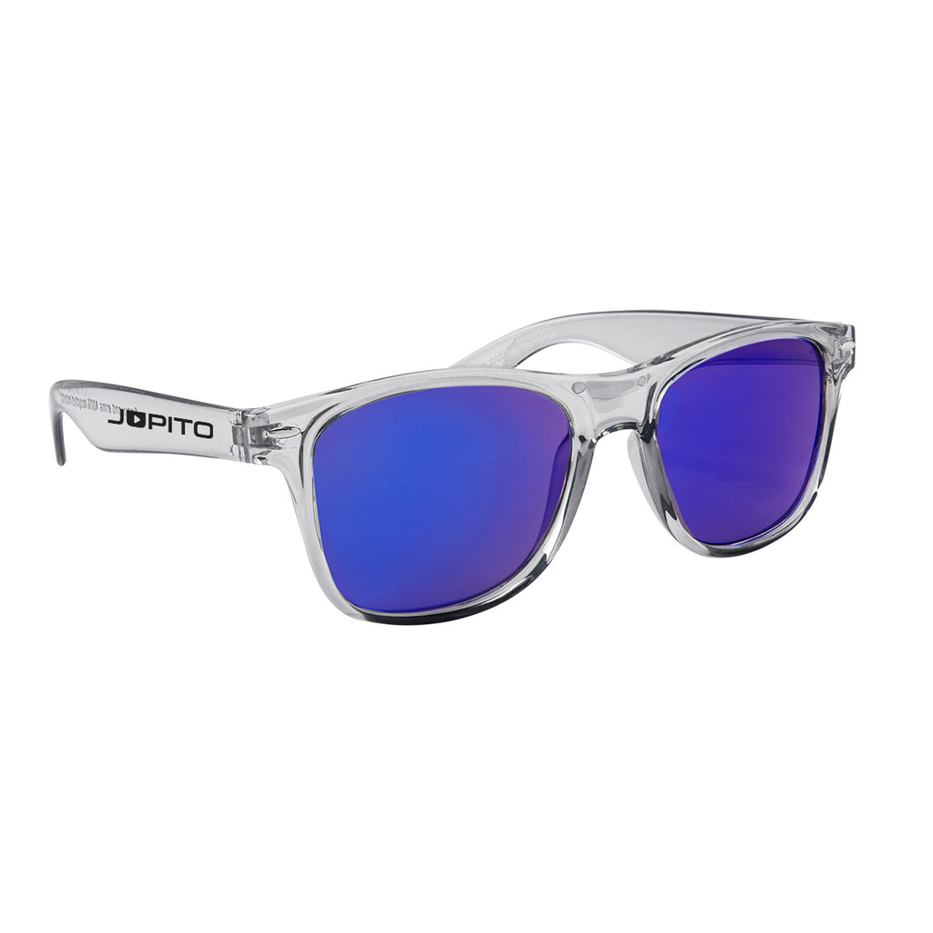 Mirrored Malibu Sunglasses with a Smoked Frame - Black with Blue - Silk Screen