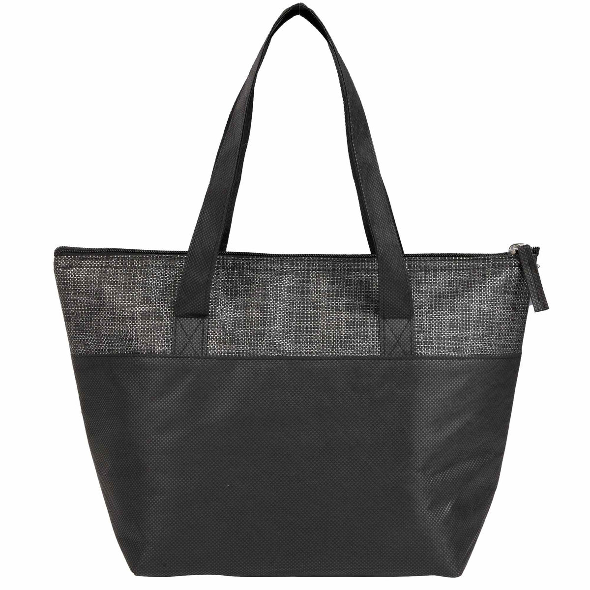 Mist Recycled Non-Woven Tote Cooler for 9 Cans Embroidery - Black - Back