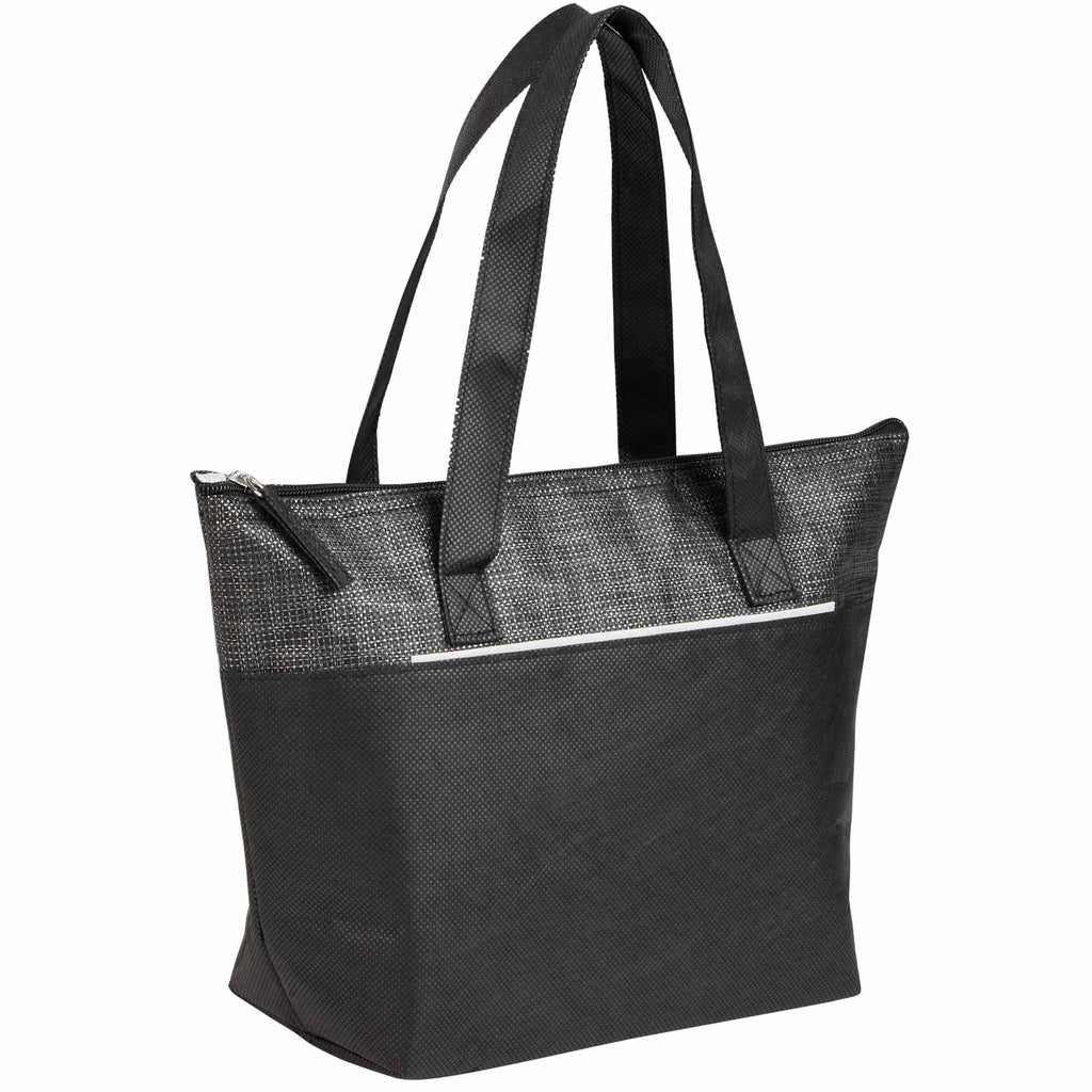 Mist Recycled Non-Woven Tote Cooler for 9 Cans Embroidery - Black - Right Angle
