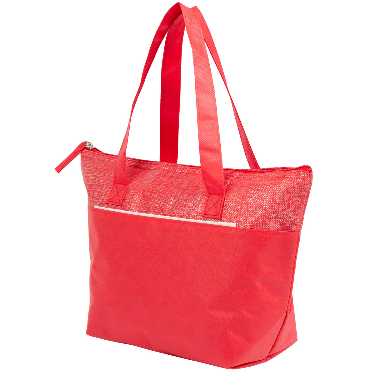 Mist Recycled Non-Woven Tote Cooler for 9 Cans Embroidery - Red - Left Angle