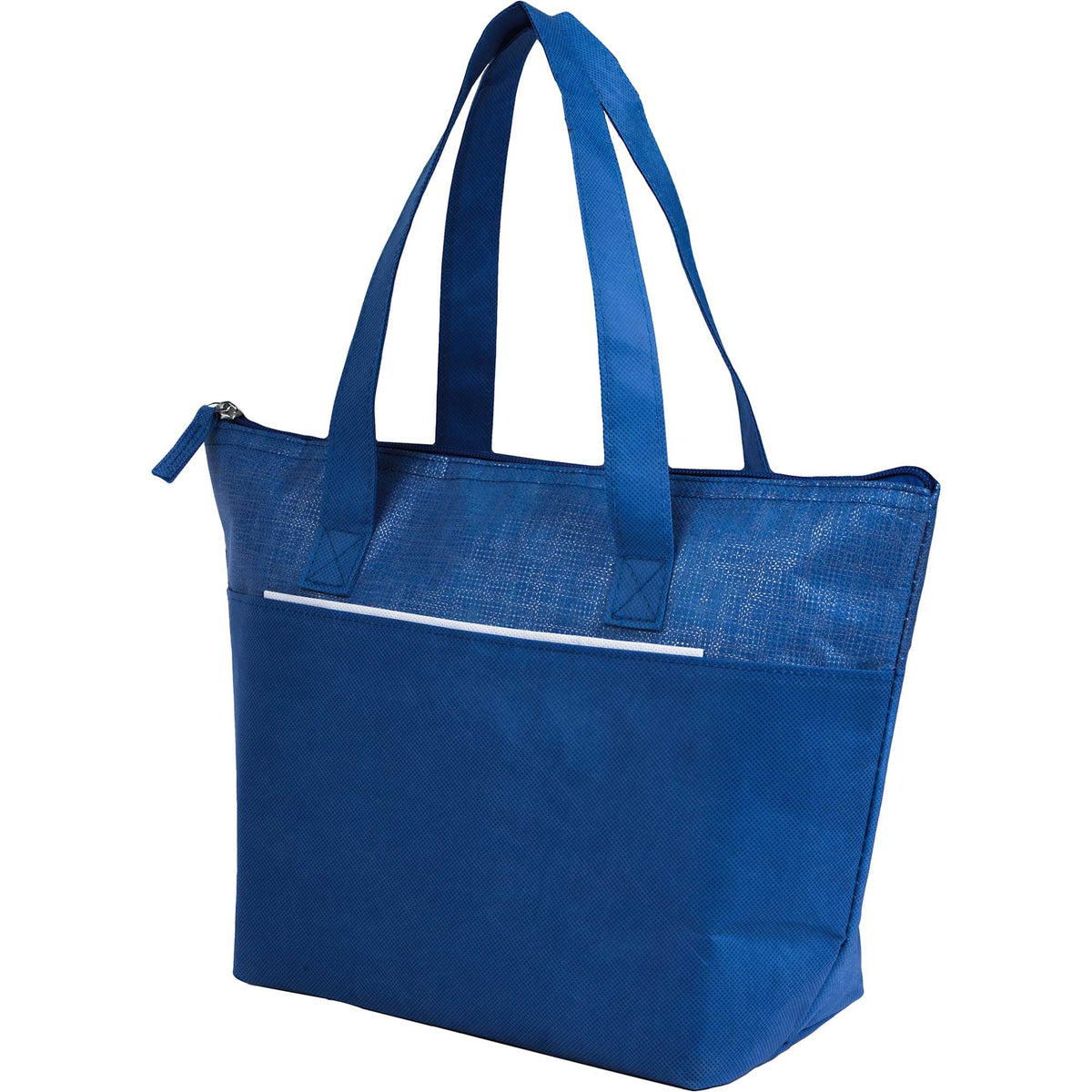 Mist Recycled Non-Woven Tote Cooler for 9 Cans Embroidery - Royal - Left Angle