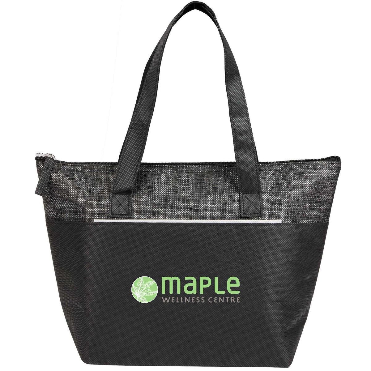 Mist Recycled Non-Woven Tote Cooler for 9 Cans Full Color - Black - Front