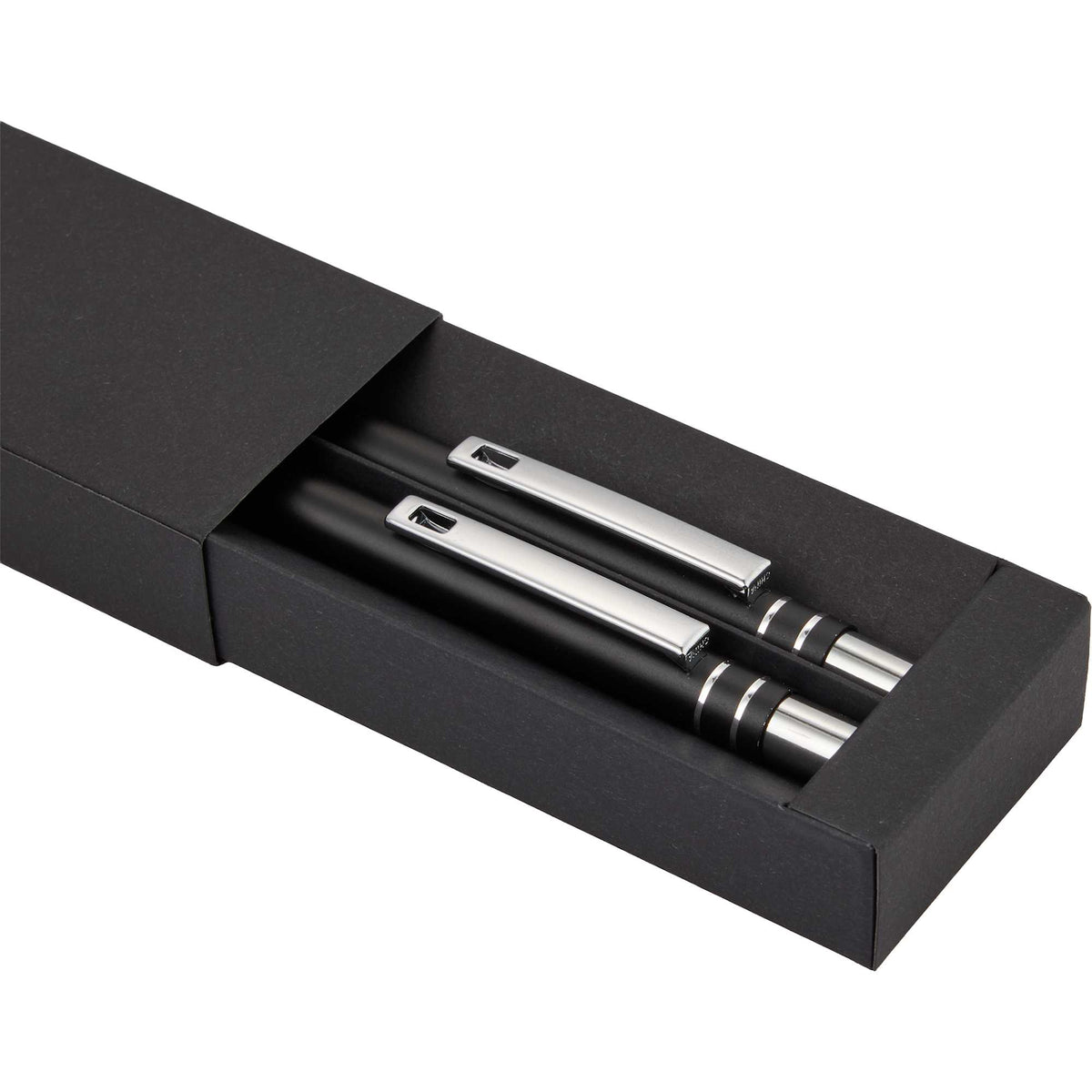Mod Matte Pen and Pencil Set in Recycled Aluminum Full Color - Black - Detail 3