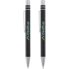 Mod Matte Pen and Pencil Set in Recycled Aluminum Full Color - Black - Front