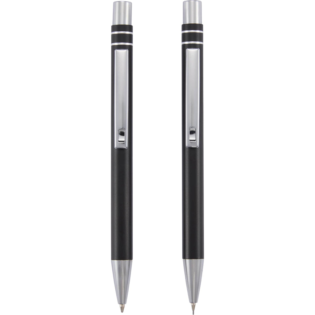 Mod Matte Pen and Pencil Set in Recycled Aluminum Full Color - Black - Top
