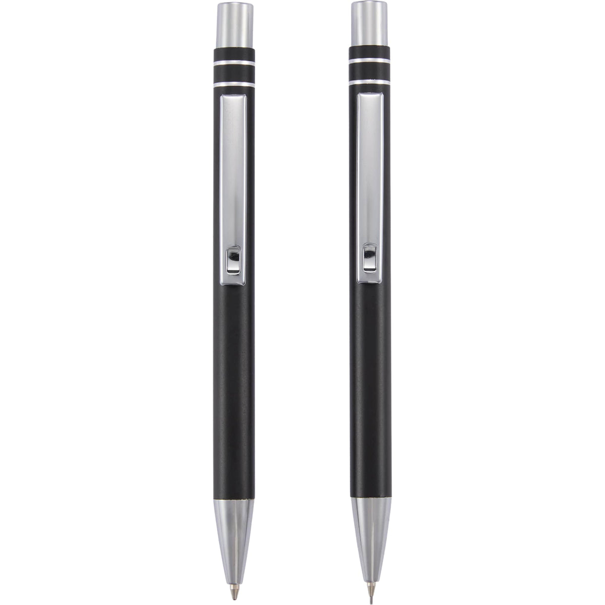 Mod Matte Pen and Pencil Set in Recycled Aluminum Full Color - Black - Top
