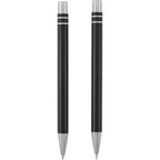 Mod Matte Pen and Pencil Set in Recycled Aluminum Laser Engraving - Black - Back