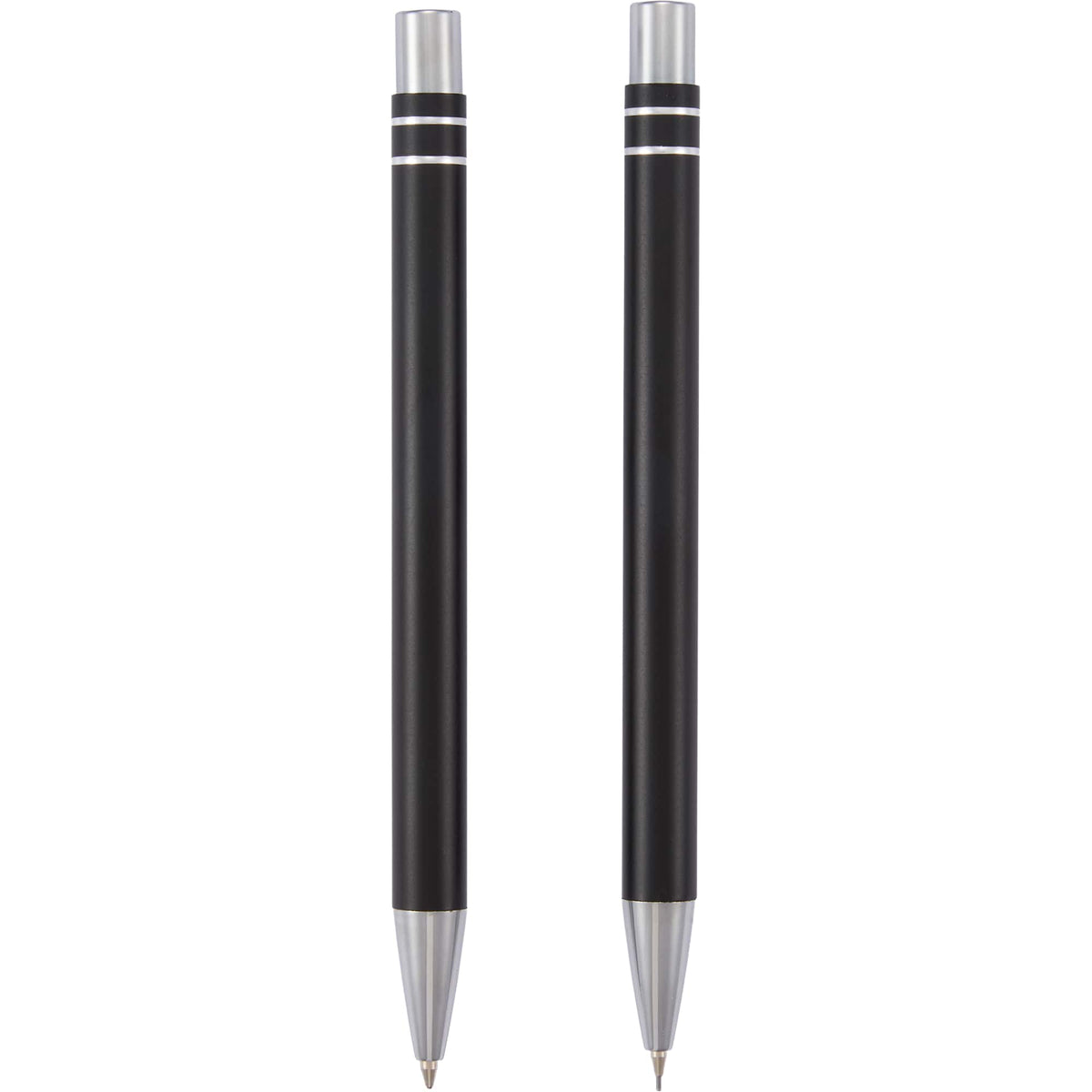 Mod Matte Pen and Pencil Set in Recycled Aluminum Laser Engraving - Black - Back