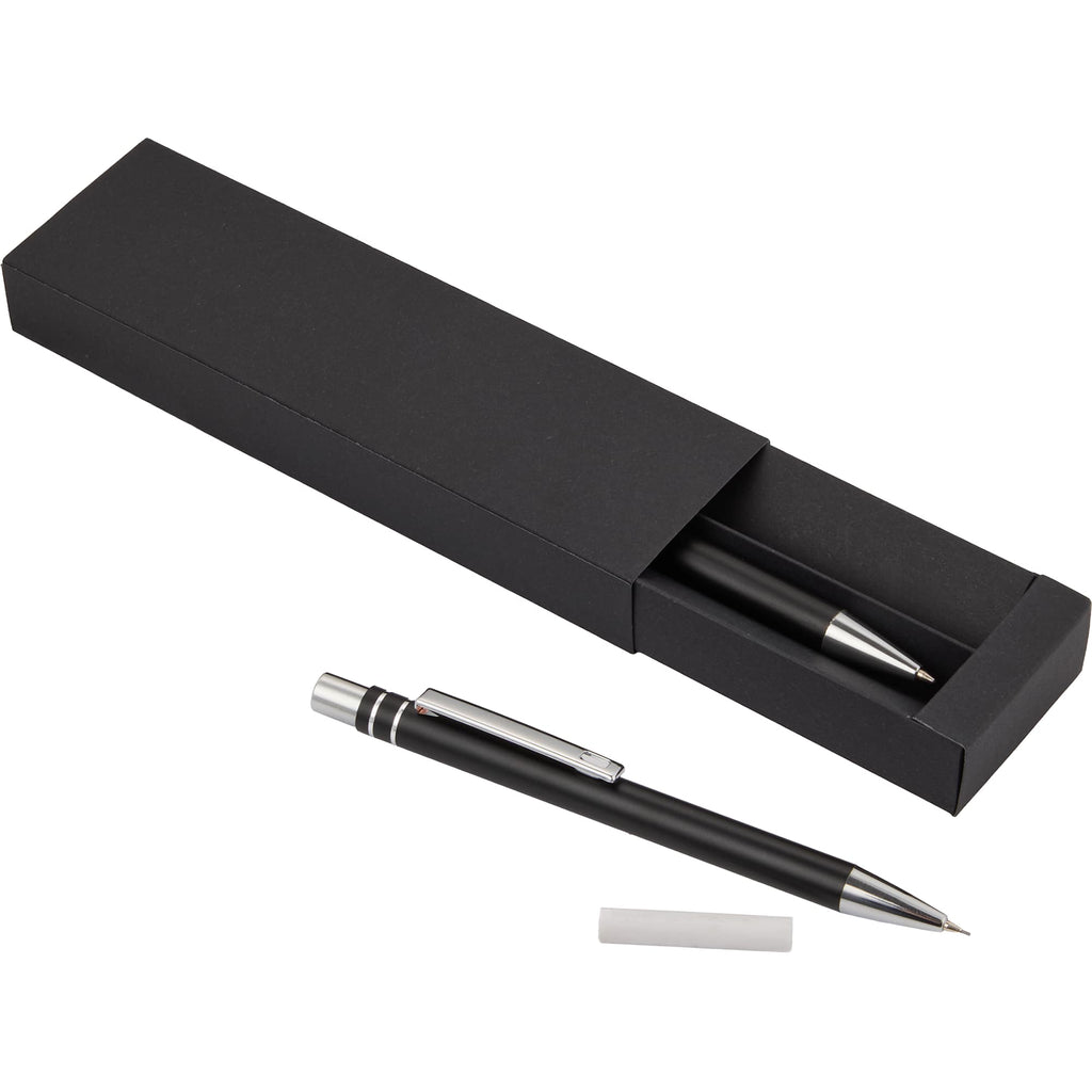 Mod Matte Pen and Pencil Set in Recycled Aluminum Laser Engraving - Black - Detail 2