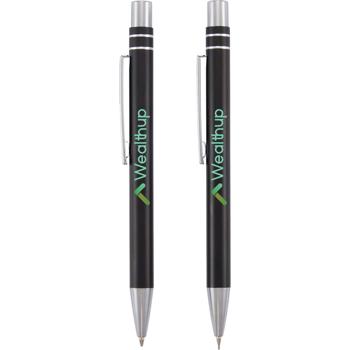 Mod Matte Pen and Pencil Set in Recycled Aluminum Laser Engraving - Black - Front