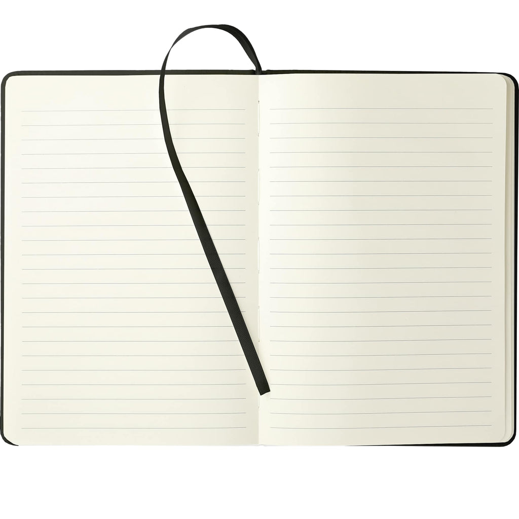 Moda Hardbound Notebook with Phone Pocket, 6 x 8 Inches - Black - Front 2