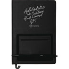 Moda Hardbound Notebook with Phone Pocket, 6 x 8 Inches Debossing - Black - Front