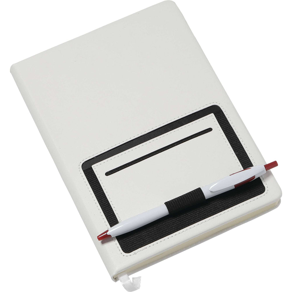Moda Hardbound Notebook with Phone Pocket, 6 x 8 Inches Debossing - White - Photo 4