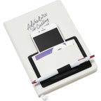 Moda Hardbound Notebook with Phone Pocket, 6 x 8 Inches Debossing - White - Photo
