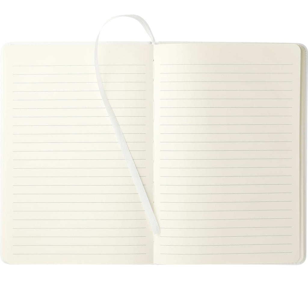 Moda Hardbound Notebook with Phone Pocket, 6 x 8 Inches - White - Front 2