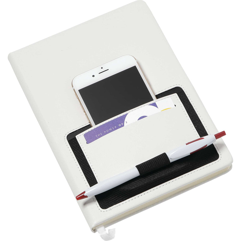 Moda Hardbound Notebook with Phone Pocket, 6 x 8 Inches - White - Photo 3