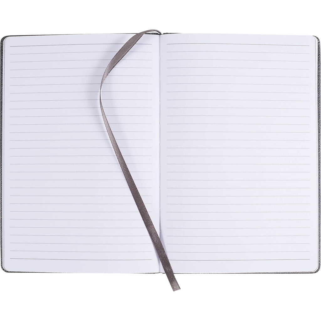 Modena Textured Hardcover Journal, 5.5 x 8.5 Inches Debossing - Gunmetal - Front 3