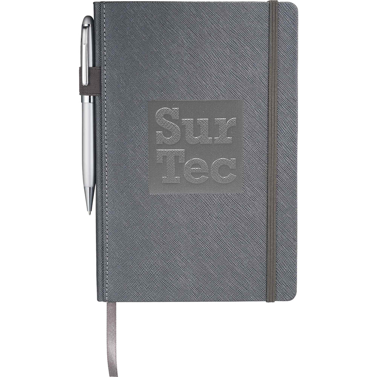Modena Textured Hardcover Journal, 5.5 x 8.5 Inches Debossing - Gunmetal - Front