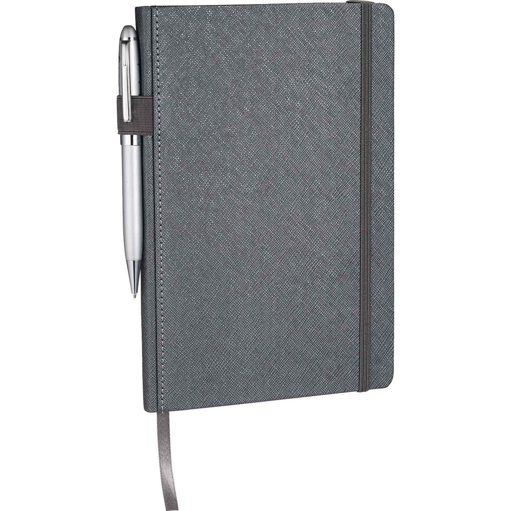 Modena Textured Hardcover Journal, 5.5 x 8.5 Inches Debossing - Gunmetal - Photo