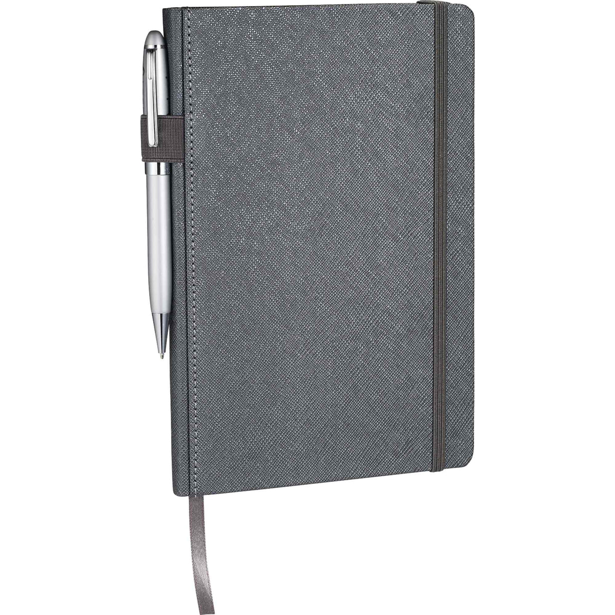 Modena Textured Hardcover Journal, 5.5 x 8.5 Inches Debossing - Gunmetal - Photo