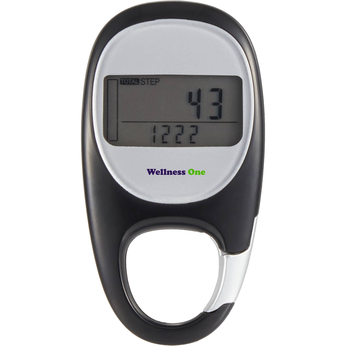 Modern Pedometer with Clock in a Gift Box Full Color - Black - Front