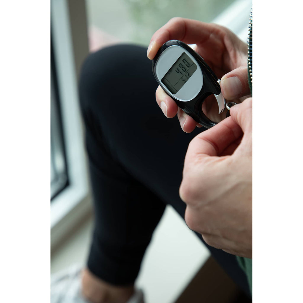 Modern Pedometer with Clock in a Gift Box Full Color - Black - On Model