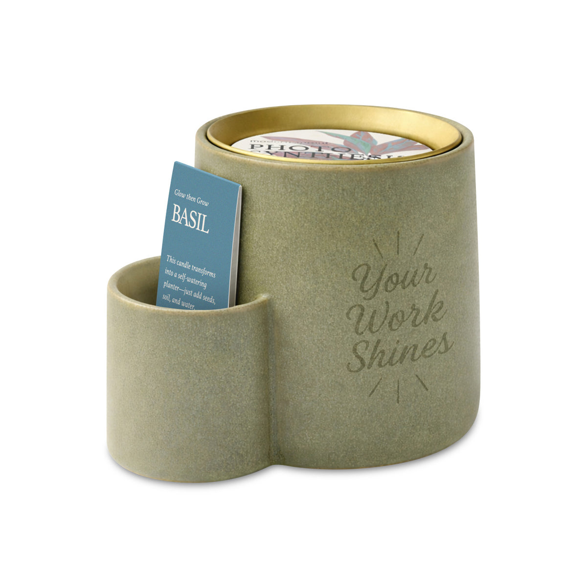 Modern Sprout Ember Earth Soy Candle and Planter - Pebble/ Photosynthesis - View 1