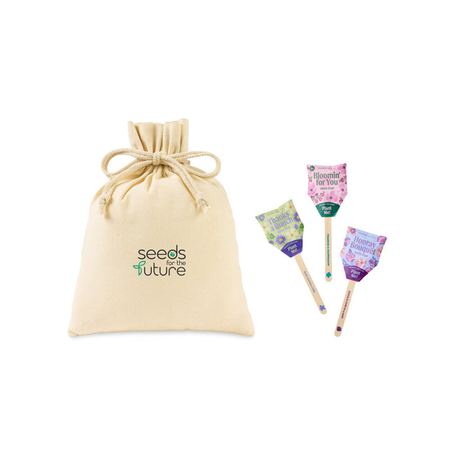 Modern Sprout Flower Seed Pop Trio in a Cotton Pouch