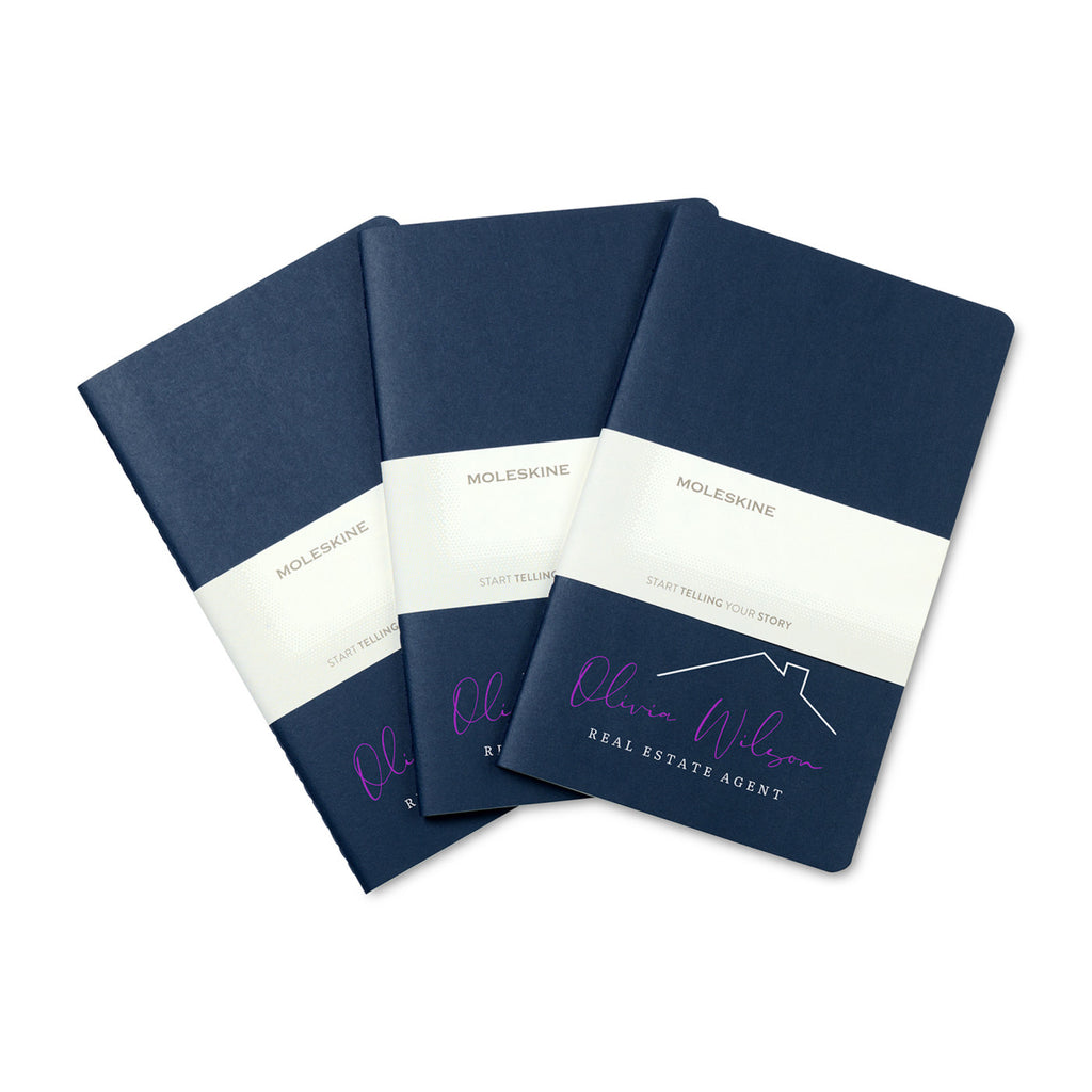 Moleskine Cahier Journals and GO Pen Gift Set, Large Debossing - Sapphire Blue / Sapphire Blue - View 2