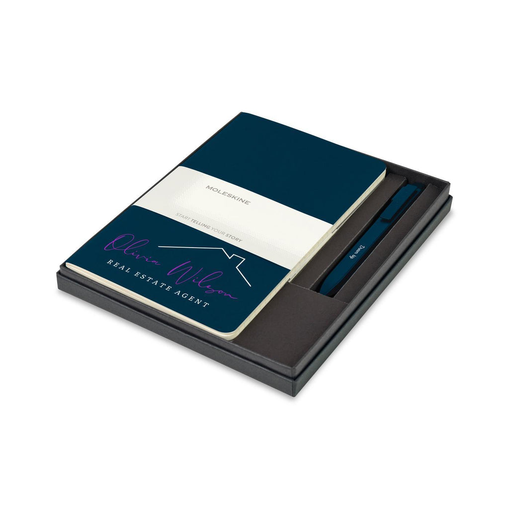 Moleskine Cahier Journals and GO Pen Gift Set, Large - Sapphire Blue / Sapphire Blue - View 1